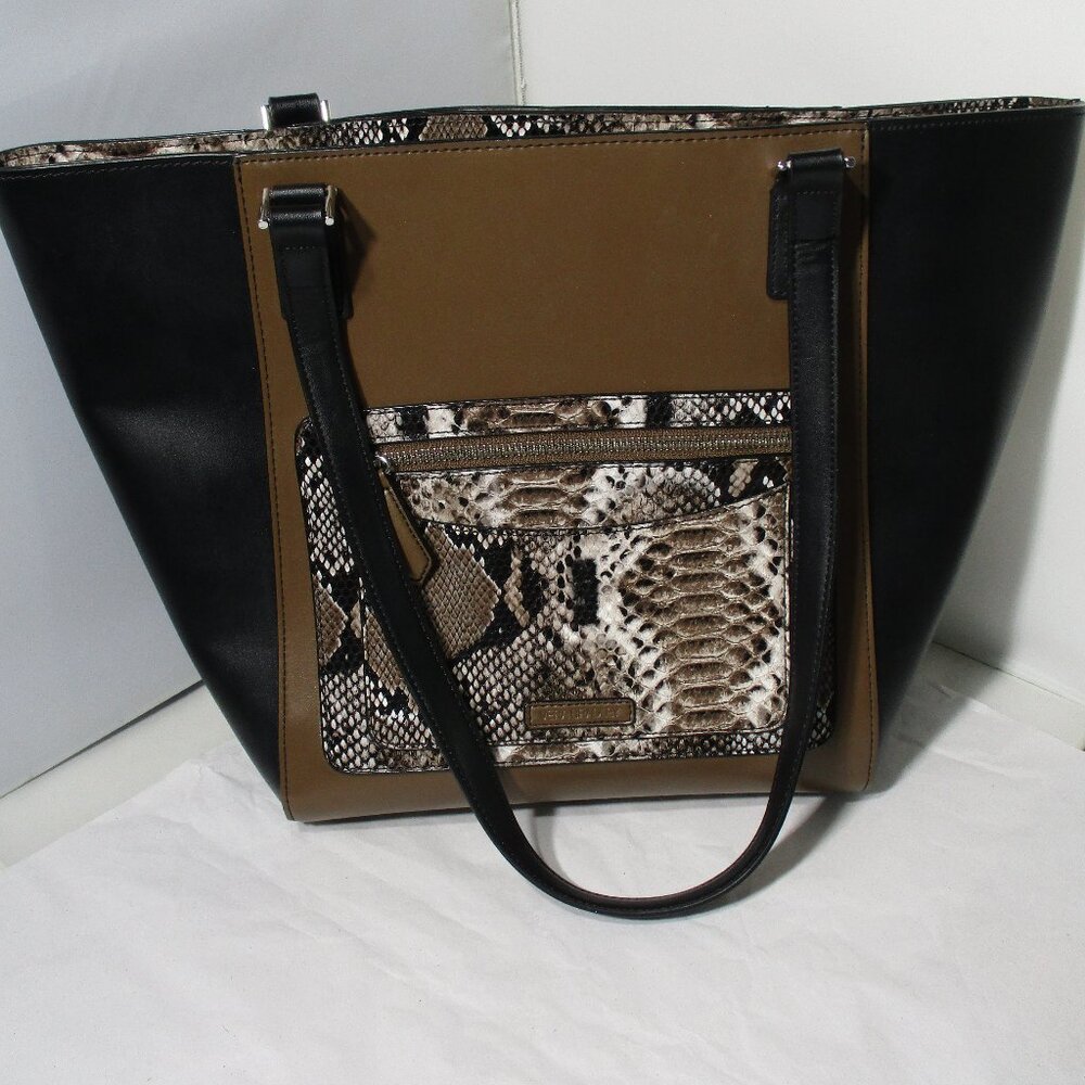 NWT Vera Bradley Faux Leather Small Ella Tote Purse Bag Brown & Black NEW